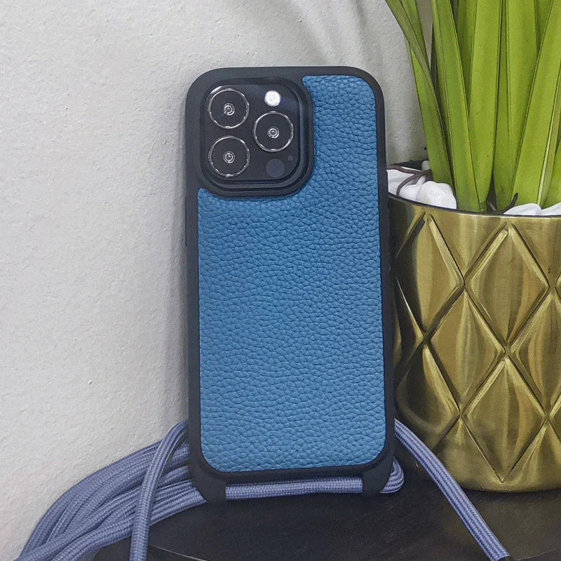 Melkco iPhone 14 Pro Max Strap Series Leather Case - Sky Blue - Tashqila Melkco iPhone 14 Pro Max Strap Series Leather Case - Sky Blue - Tashqila